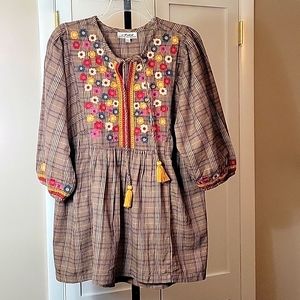 Back In The Saddle NWOT Multi-Colored Flower  Embroidered Shirt With Tassels